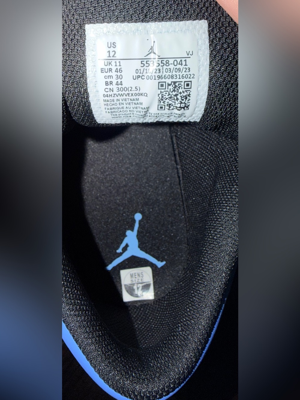Nike Air Jordan 1 Low “Black /University Blue” 553558-041 Men’s Size 12 - Picture 6 of 6